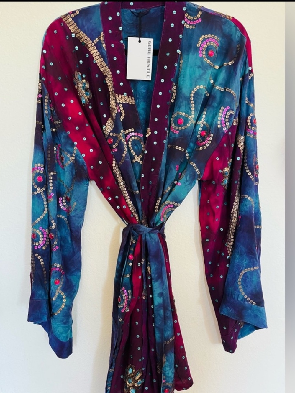 ULTIMATE BOHEMIAN BEADED OM VOYAGE KIMONO W/MATCHING SCARF